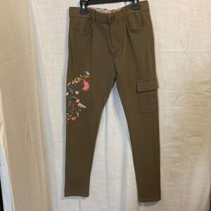 Matilda Jane Small Scouts Honor Pants with floral stitching on one leg